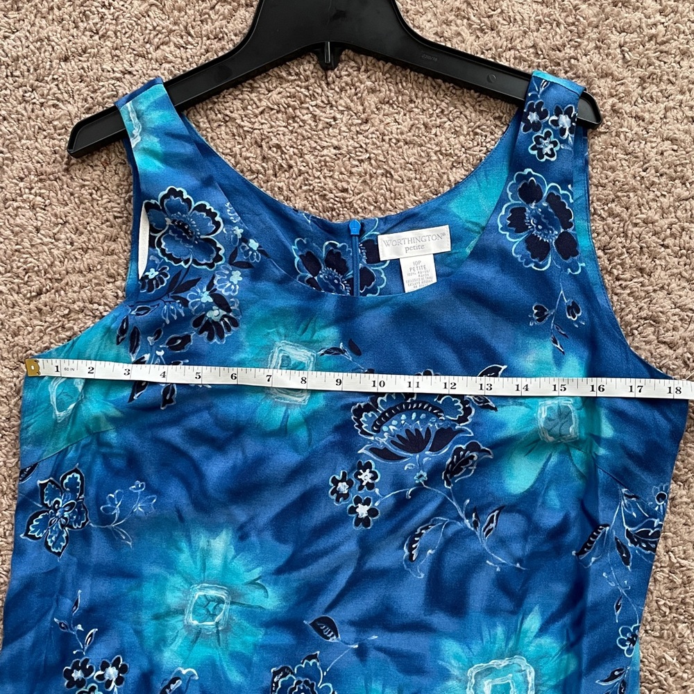 NWT Worthington‎ Petite Long Blue and white Dress with Side Slits - Picture 6 of 6